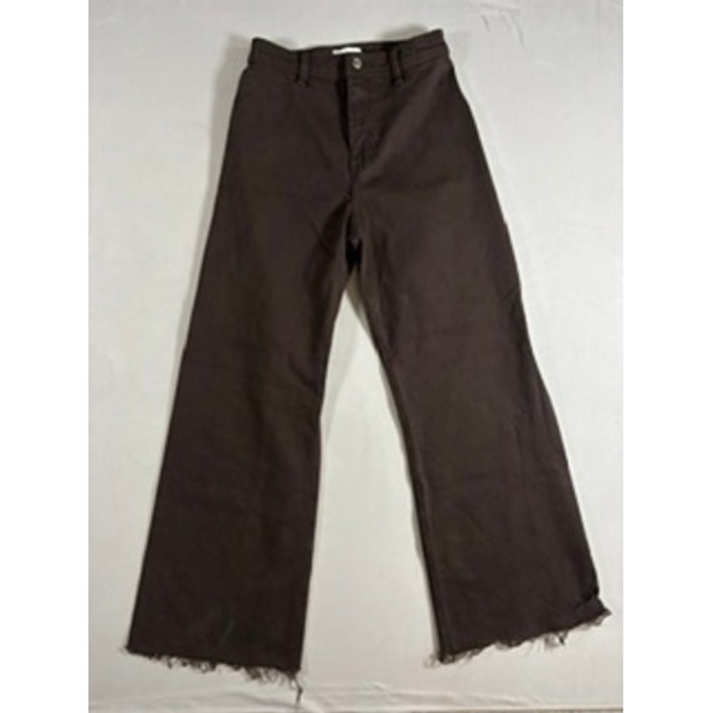Pistola Penny High Rise Wide Leg Pants Mocha Brown Frayed Hem Size 26 Streetwear